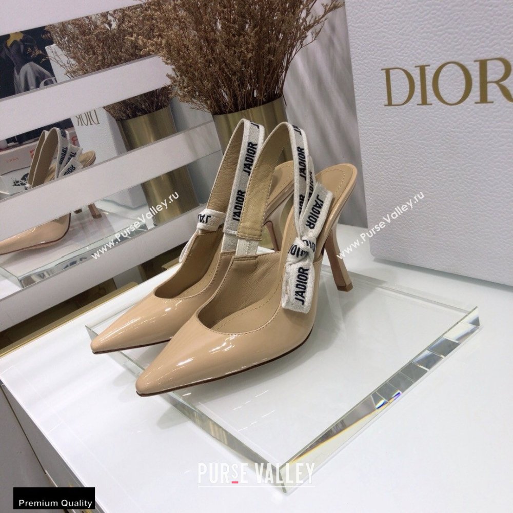 Dior Heel 9.5cm JAdior Slingback Pumps Patent Calfskin Nude 2021 (jincheng-21022504)