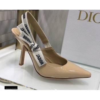 Dior Heel 9.5cm JAdior Slingback Pumps Patent Calfskin Nude 2021 (jincheng-21022504)