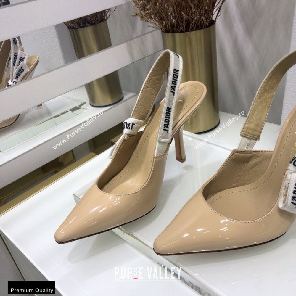 Dior Heel 9.5cm JAdior Slingback Pumps Patent Calfskin Nude 2021 (jincheng-21022504)