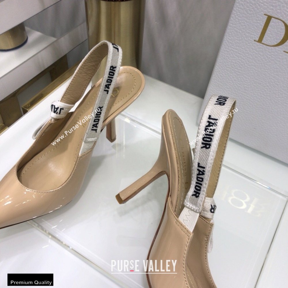 Dior Heel 9.5cm JAdior Slingback Pumps Patent Calfskin Nude 2021 (jincheng-21022504)
