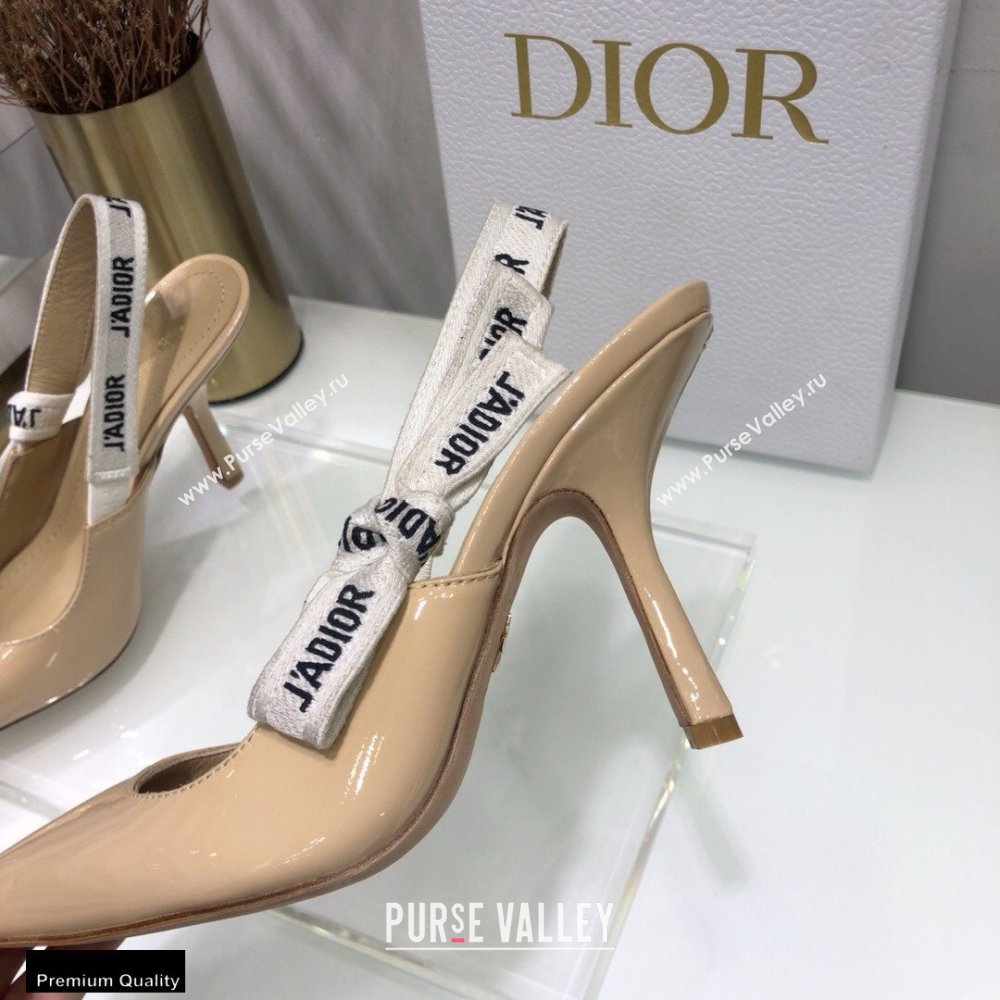Dior Heel 9.5cm JAdior Slingback Pumps Patent Calfskin Nude 2021 (jincheng-21022504)