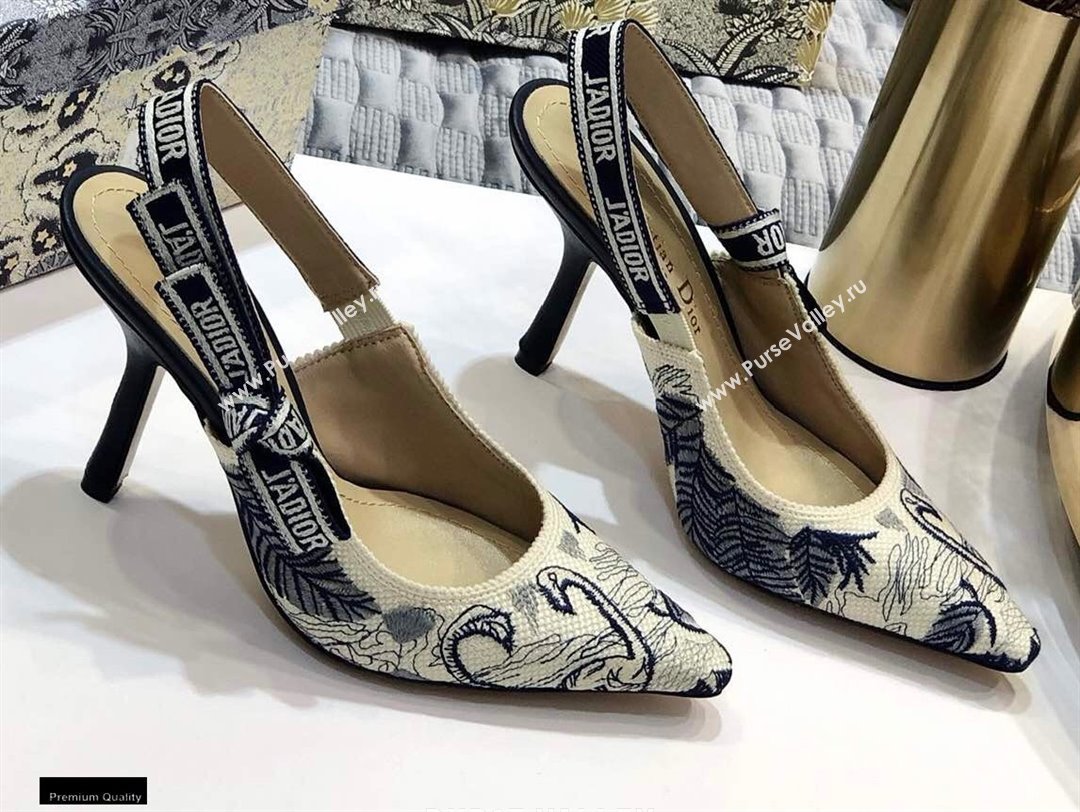 Dior Heel 9.5cm JAdior Slingback Pumps Flamingo Embroidered 2021 (jincheng-21022516)