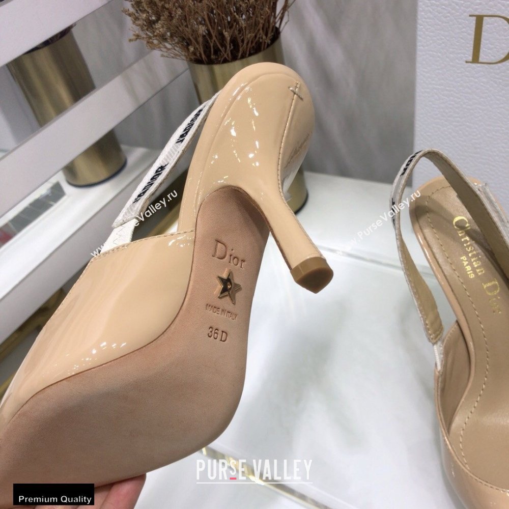 Dior Heel 9.5cm JAdior Slingback Pumps Patent Calfskin Nude 2021 (jincheng-21022504)