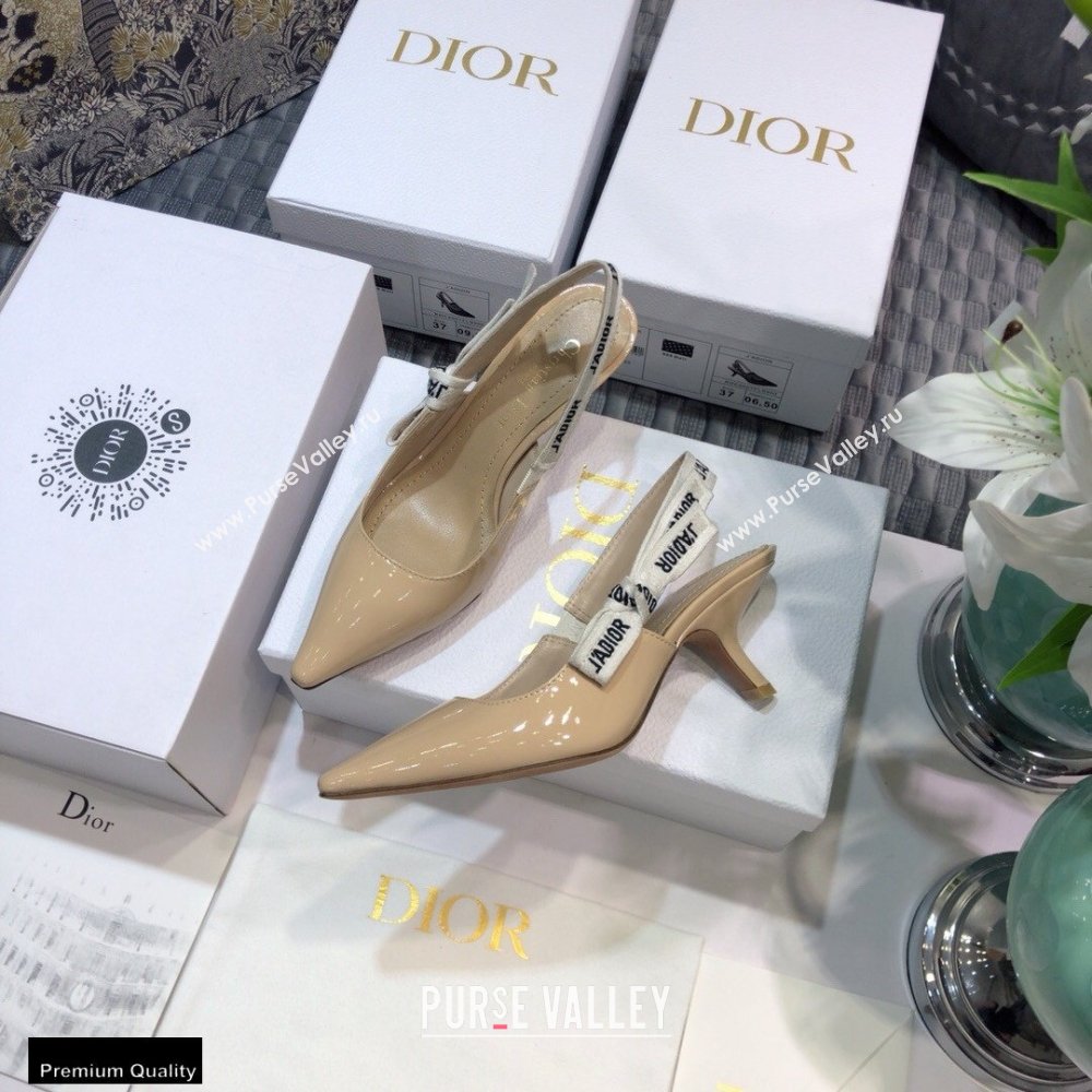 Dior Heel 6.5cm JAdior Slingback Pumps Patent Calfskin Nude 2021 (jincheng-21022505)