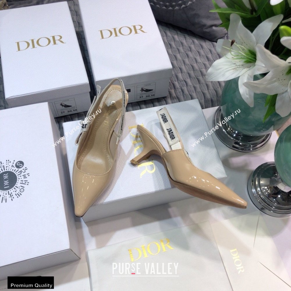 Dior Heel 6.5cm JAdior Slingback Pumps Patent Calfskin Nude 2021 (jincheng-21022505)