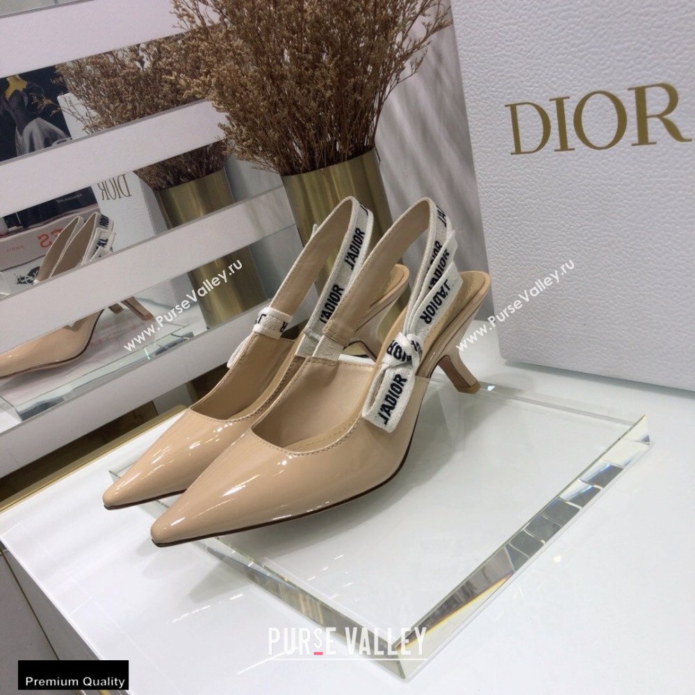 Dior Heel 6.5cm JAdior Slingback Pumps Patent Calfskin Nude 2021 (jincheng-21022505)
