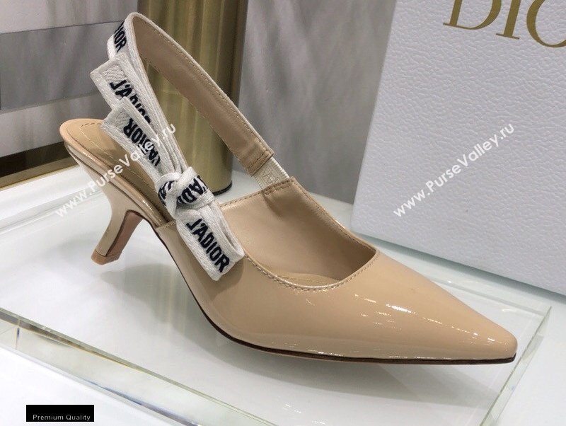 Dior Heel 6.5cm JAdior Slingback Pumps Patent Calfskin Nude 2021 (jincheng-21022505)