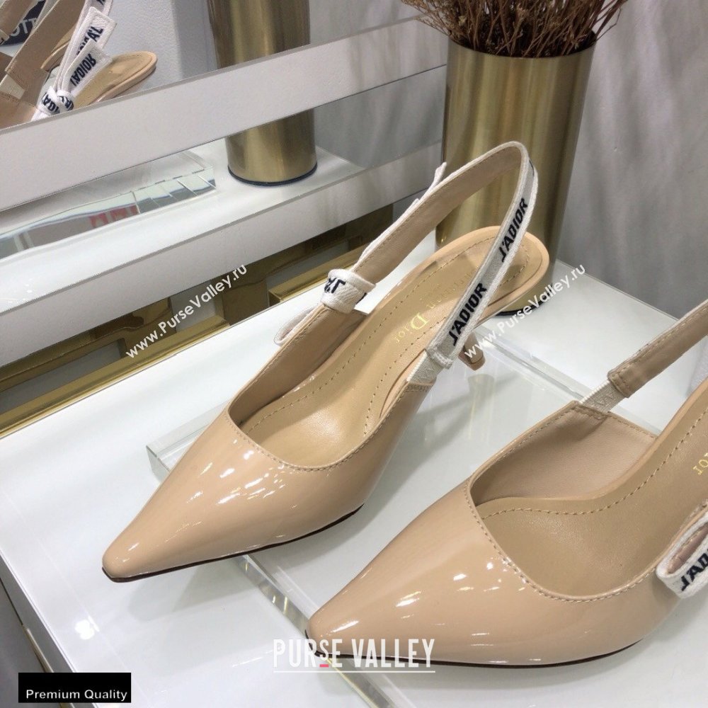 Dior Heel 6.5cm JAdior Slingback Pumps Patent Calfskin Nude 2021 (jincheng-21022505)