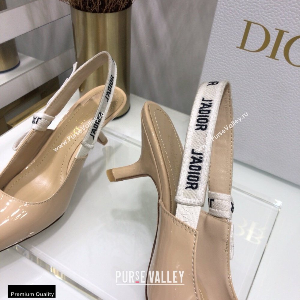 Dior Heel 6.5cm JAdior Slingback Pumps Patent Calfskin Nude 2021 (jincheng-21022505)
