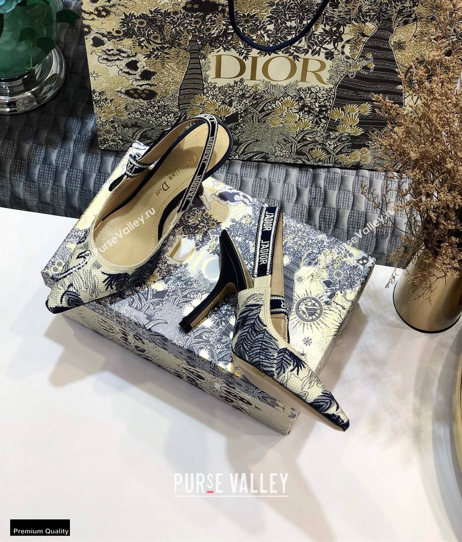 Dior Heel 9.5cm JAdior Slingback Pumps Flamingo Embroidered 2021 (jincheng-21022516)