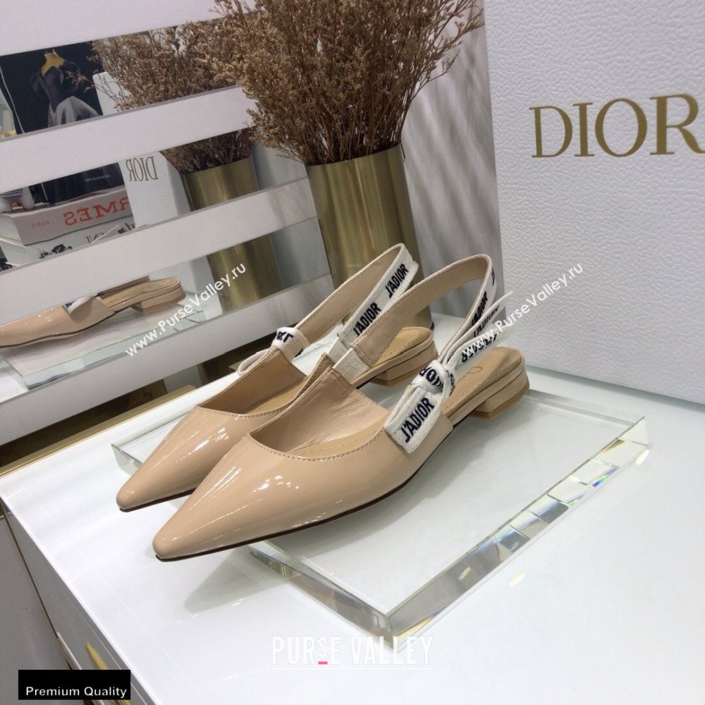 Dior JAdior Slingback Ballerina Flats Patent Calfskin Nude 2021 (jincheng-21022506)