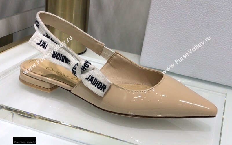 Dior JAdior Slingback Ballerina Flats Patent Calfskin Nude 2021 (jincheng-21022506)