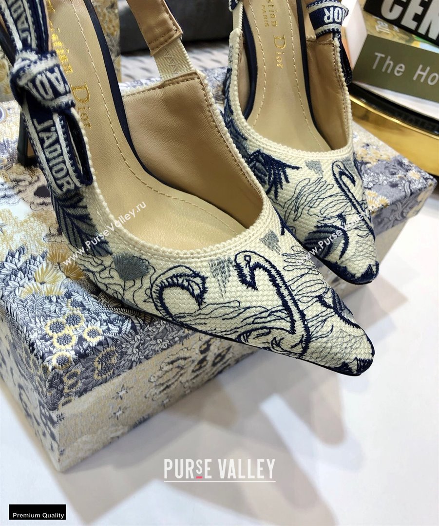 Dior Heel 9.5cm JAdior Slingback Pumps Flamingo Embroidered 2021 (jincheng-21022516)