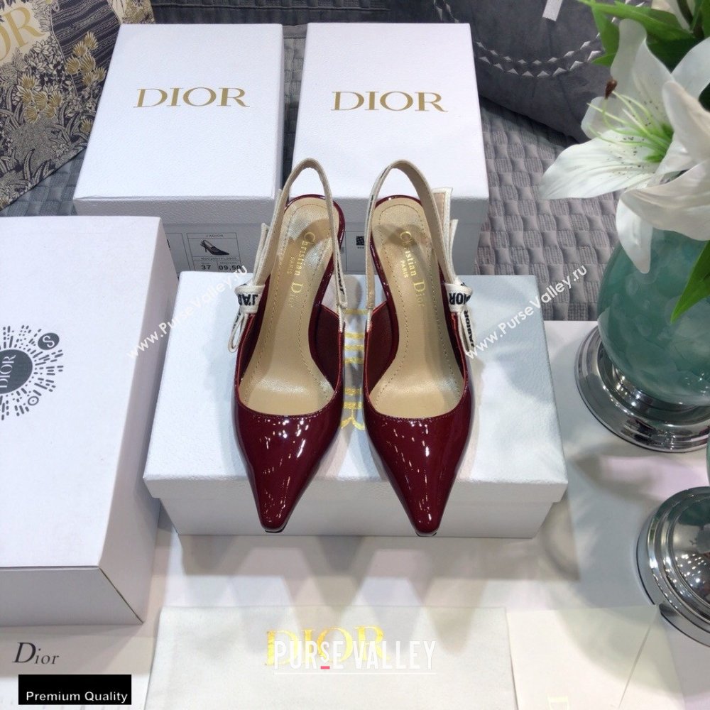 Dior Heel 6.5cm JAdior Slingback Pumps Patent Calfskin Burgundy 2021 (jincheng-21022508)