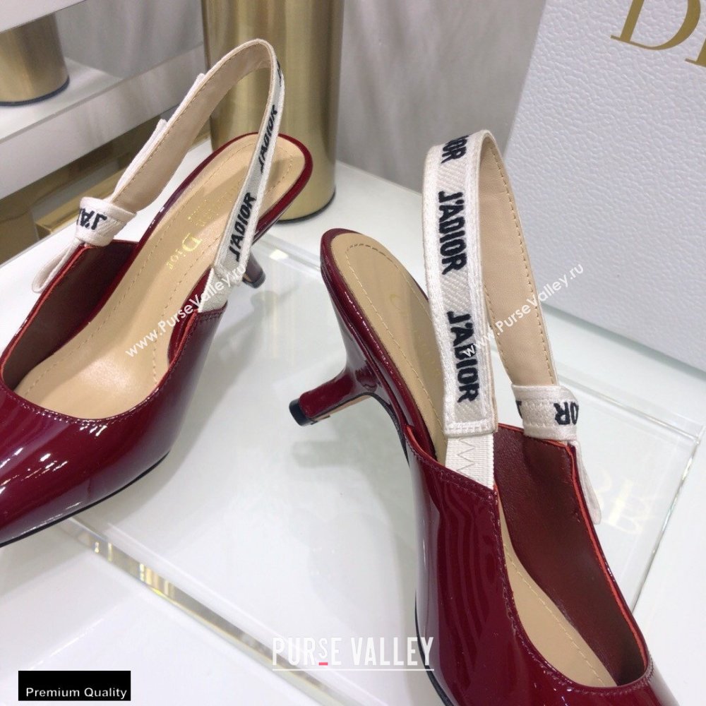 Dior Heel 6.5cm JAdior Slingback Pumps Patent Calfskin Burgundy 2021 (jincheng-21022508)