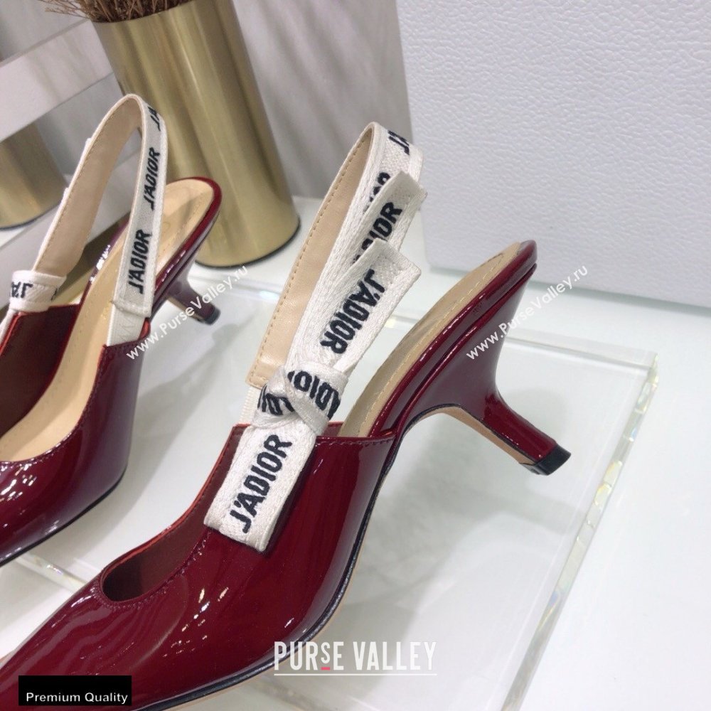 Dior Heel 6.5cm JAdior Slingback Pumps Patent Calfskin Burgundy 2021 (jincheng-21022508)