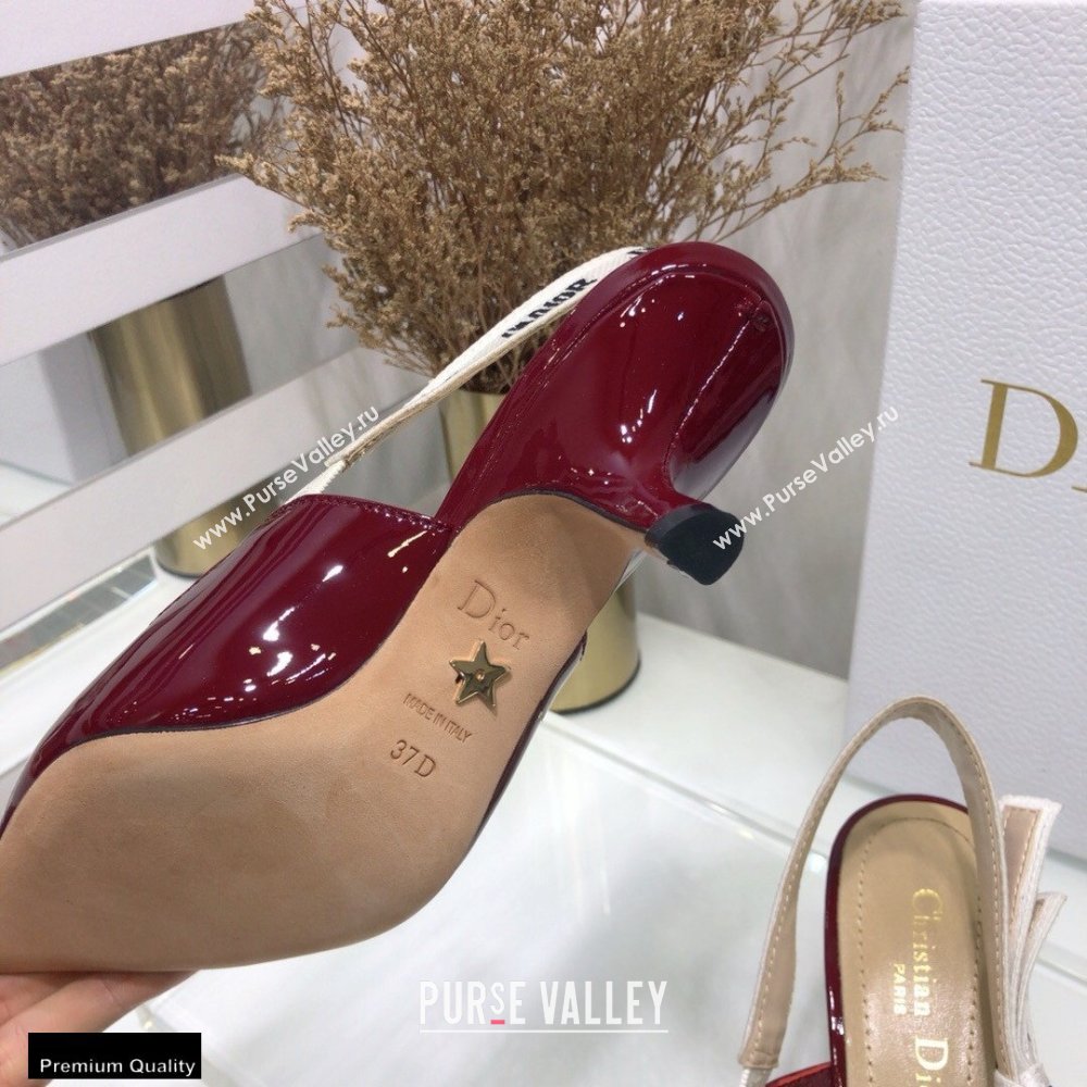 Dior Heel 6.5cm JAdior Slingback Pumps Patent Calfskin Burgundy 2021 (jincheng-21022508)