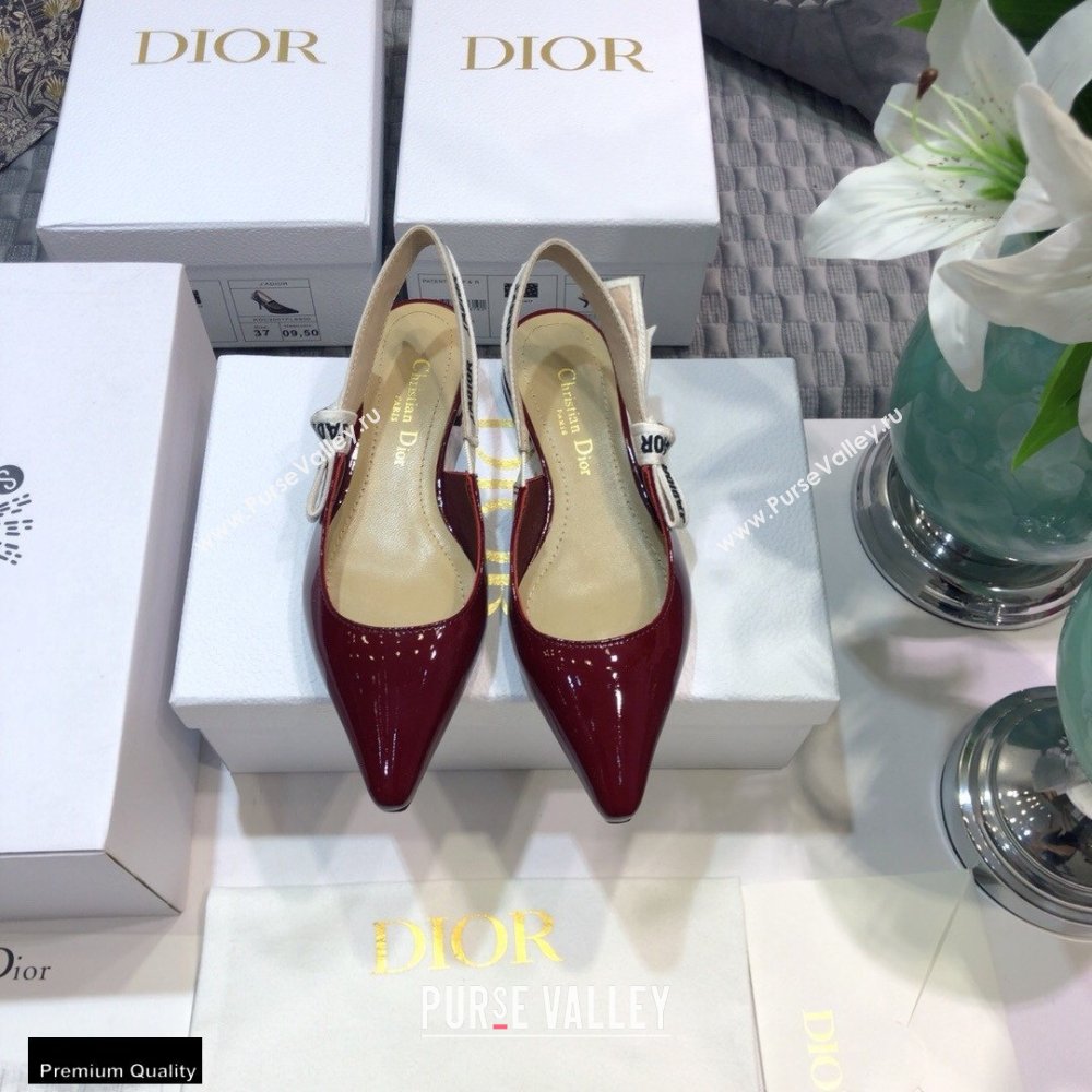 Dior JAdior Slingback Ballerina Flats Patent Calfskin Burgundy 2021 (jincheng-21022509)