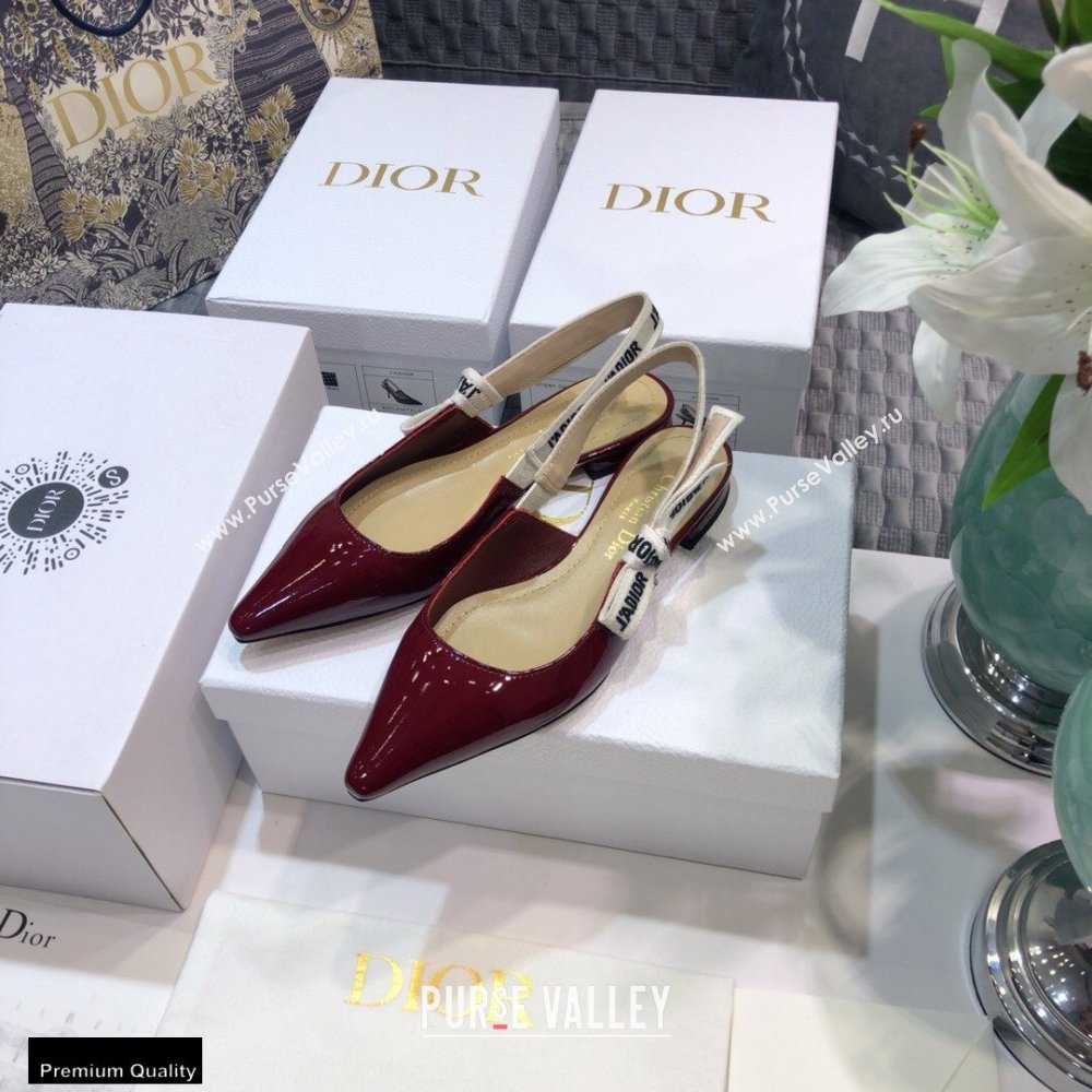 Dior JAdior Slingback Ballerina Flats Patent Calfskin Burgundy 2021 (jincheng-21022509)