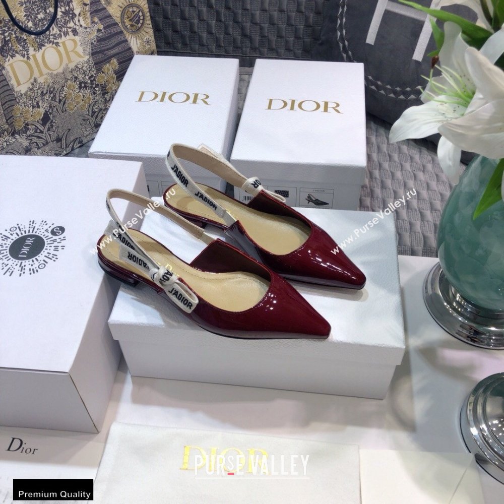 Dior JAdior Slingback Ballerina Flats Patent Calfskin Burgundy 2021 (jincheng-21022509)