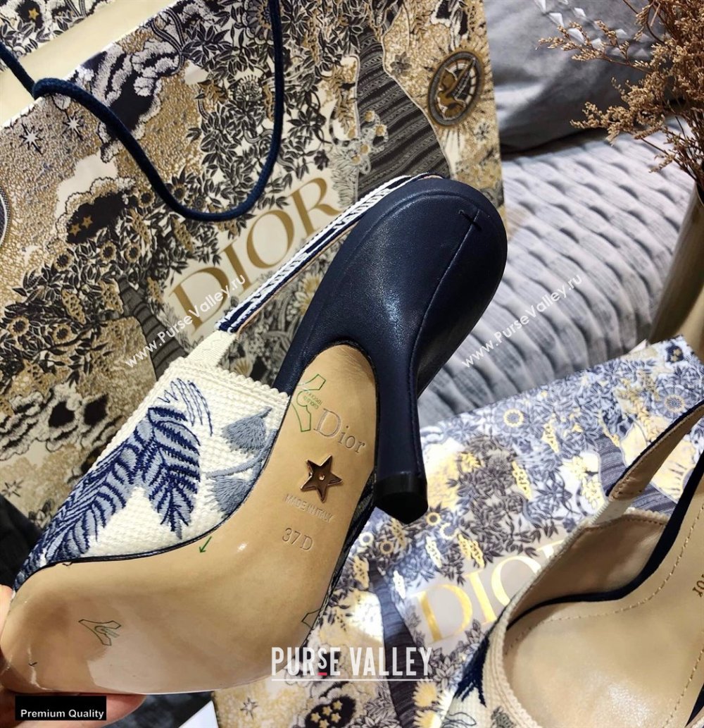 Dior Heel 9.5cm JAdior Slingback Pumps Flamingo Embroidered 2021 (jincheng-21022516)