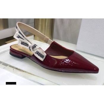 Dior JAdior Slingback Ballerina Flats Patent Calfskin Burgundy 2021 (jincheng-21022509)