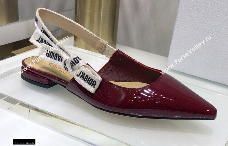 Dior JAdior Slingback Ballerina Flats Patent Calfskin Burgundy 2021 (jincheng-21022509)
