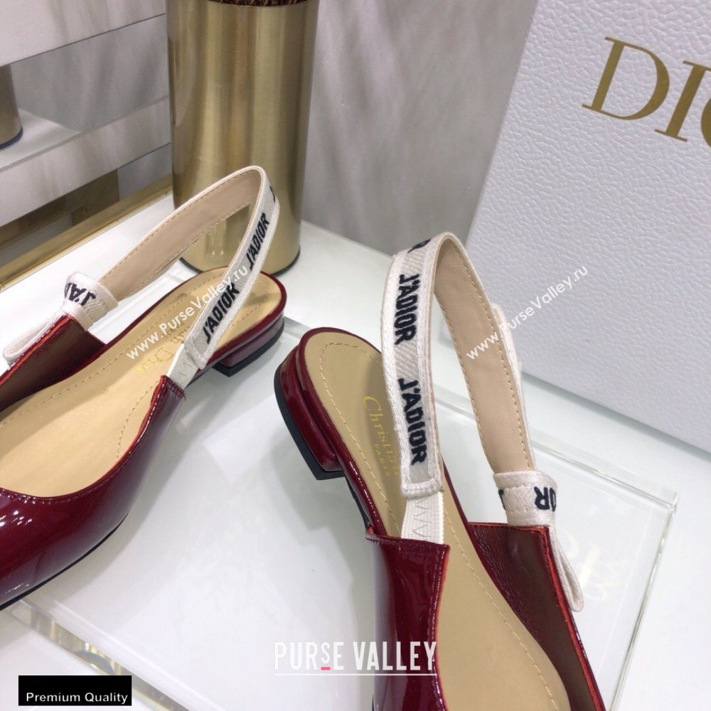 Dior JAdior Slingback Ballerina Flats Patent Calfskin Burgundy 2021 (jincheng-21022509)