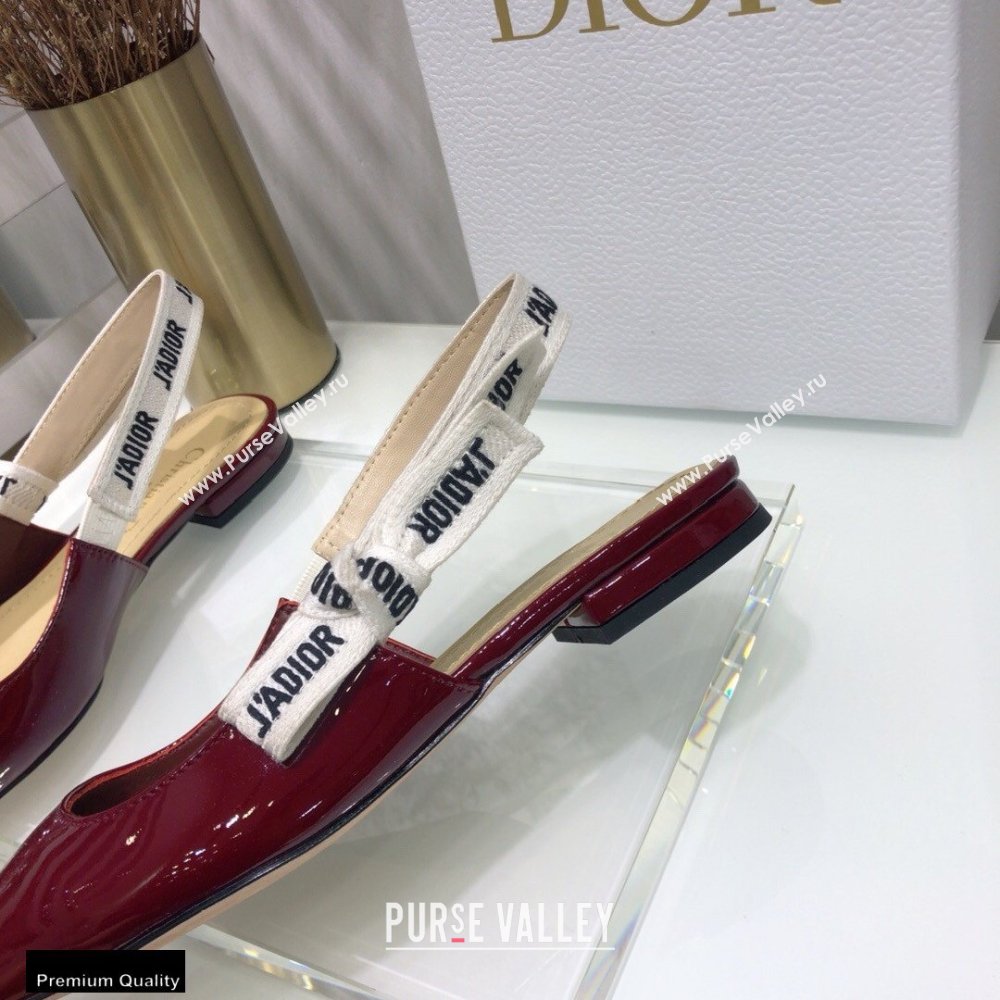 Dior JAdior Slingback Ballerina Flats Patent Calfskin Burgundy 2021 (jincheng-21022509)