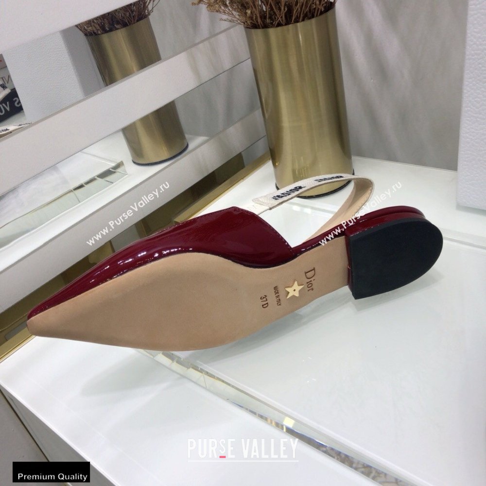 Dior JAdior Slingback Ballerina Flats Patent Calfskin Burgundy 2021 (jincheng-21022509)