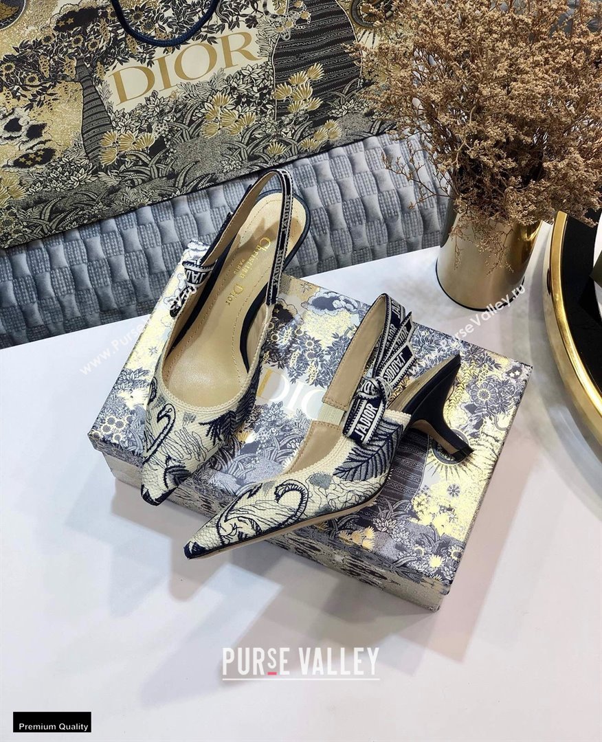 Dior Heel 6.5cm JAdior Slingback Pumps Flamingo Embroidered 2021 (jincheng-21022517)