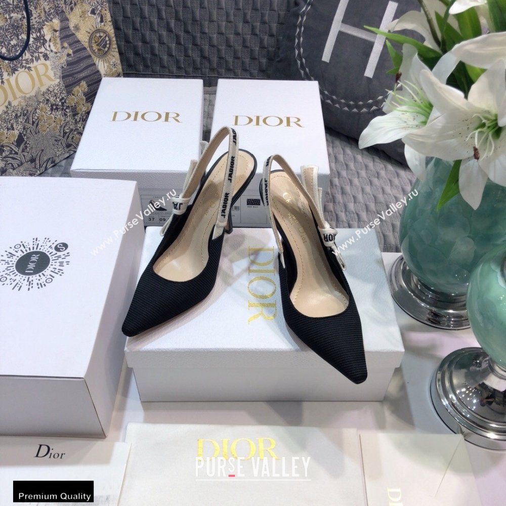 Dior Heel 9.5cm JAdior Slingback Pumps Technical Fabric Black 2021 (jincheng-21022510)