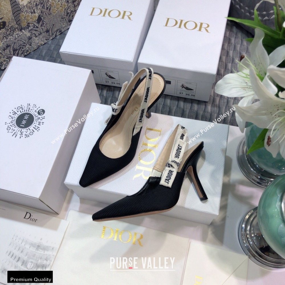 Dior Heel 9.5cm JAdior Slingback Pumps Technical Fabric Black 2021 (jincheng-21022510)