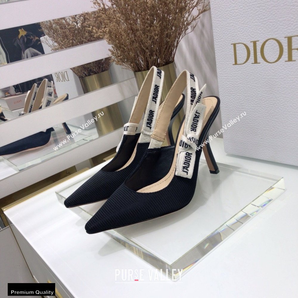 Dior Heel 9.5cm JAdior Slingback Pumps Technical Fabric Black 2021 (jincheng-21022510)