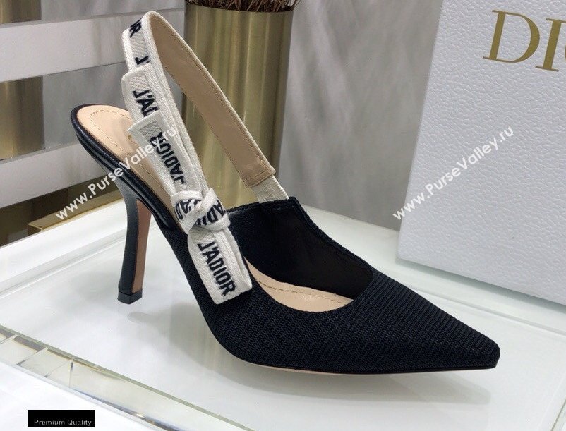 Dior Heel 9.5cm JAdior Slingback Pumps Technical Fabric Black 2021 (jincheng-21022510)