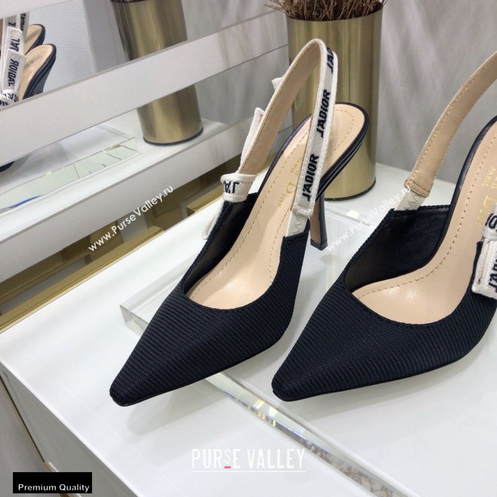 Dior Heel 9.5cm JAdior Slingback Pumps Technical Fabric Black 2021 (jincheng-21022510)