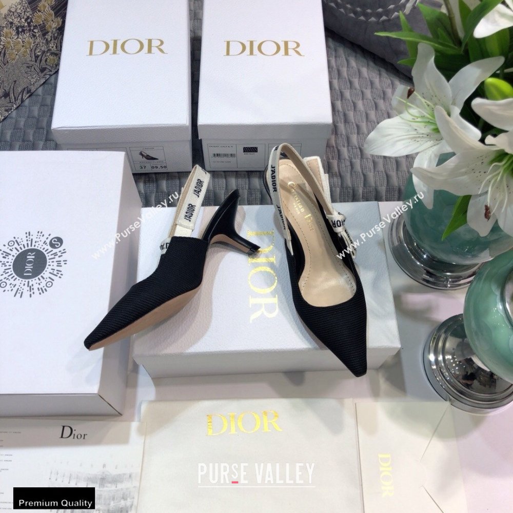Dior Heel 6.5cm JAdior Slingback Pumps Technical Fabric Black 2021 (jincheng-21022511)
