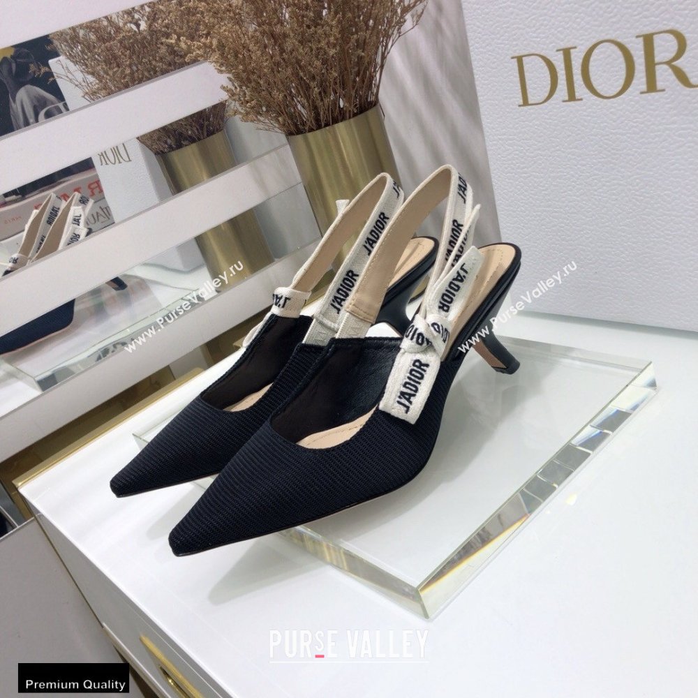 Dior Heel 6.5cm JAdior Slingback Pumps Technical Fabric Black 2021 (jincheng-21022511)
