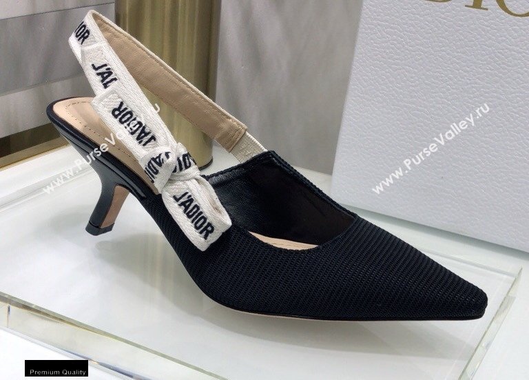 Dior Heel 6.5cm JAdior Slingback Pumps Technical Fabric Black 2021 (jincheng-21022511)