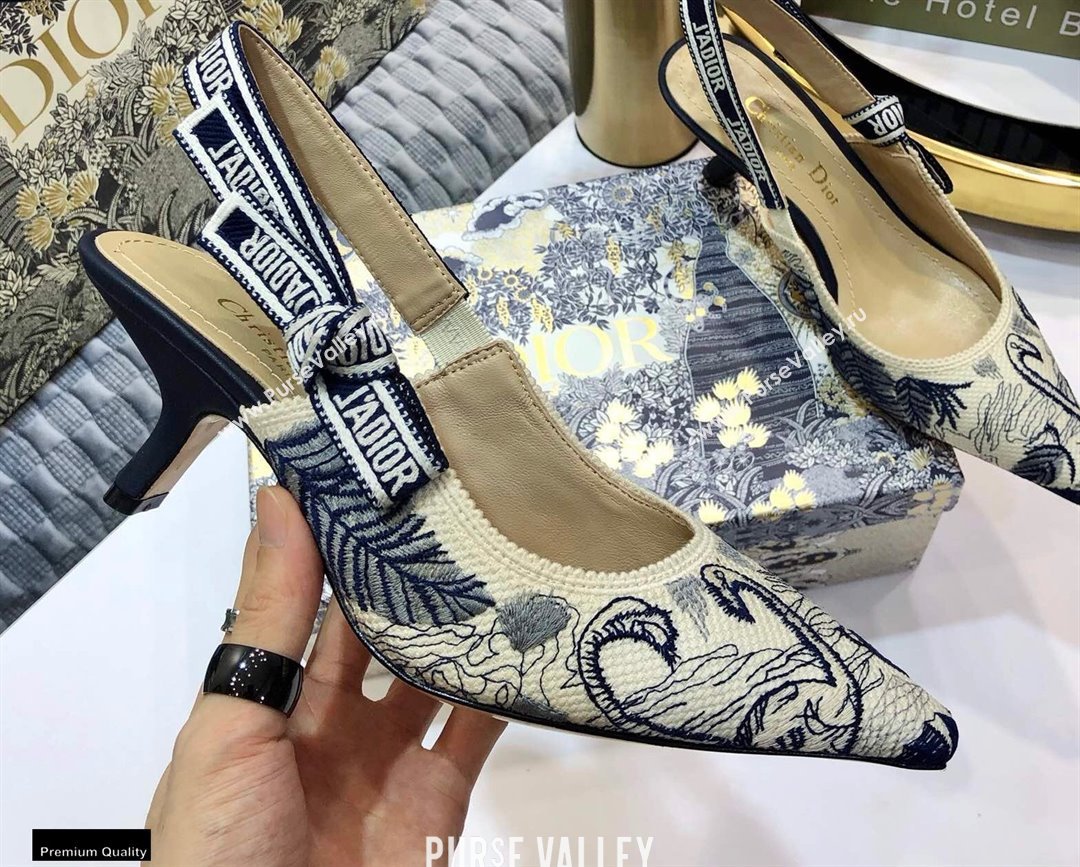 Dior Heel 6.5cm JAdior Slingback Pumps Flamingo Embroidered 2021 (jincheng-21022517)