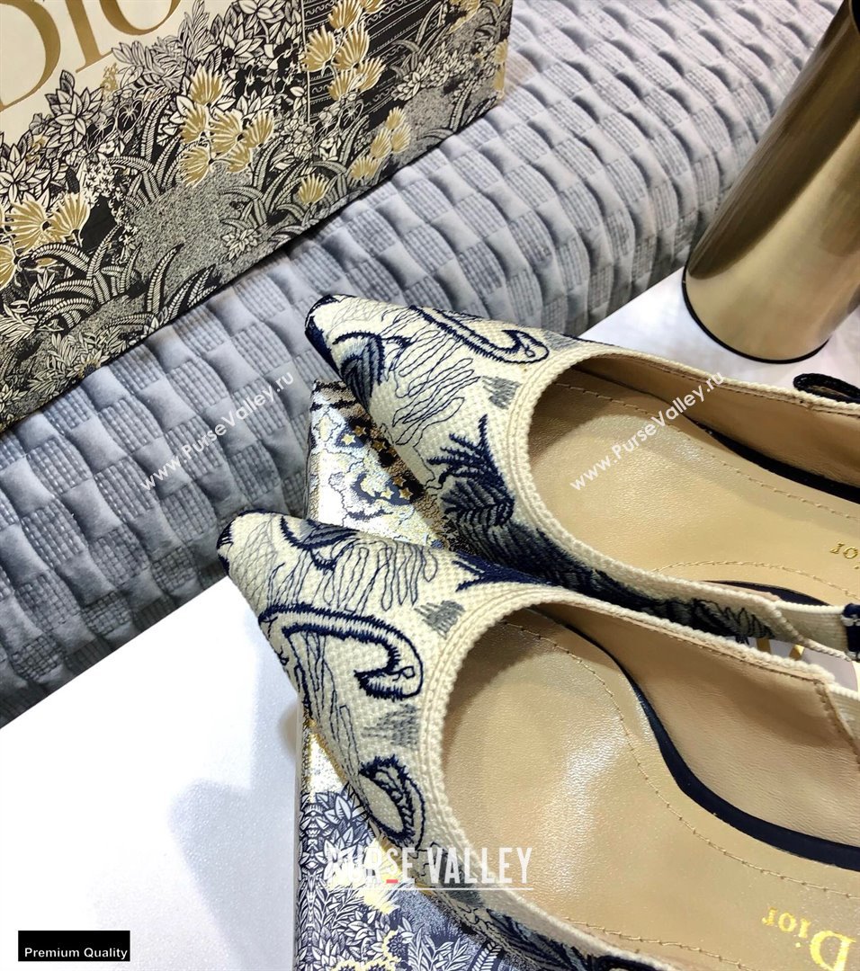 Dior Heel 6.5cm JAdior Slingback Pumps Flamingo Embroidered 2021 (jincheng-21022517)