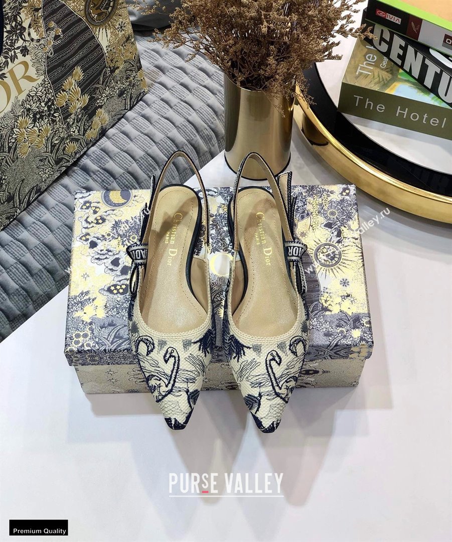 Dior JAdior Slingback Ballet Flats Flamingo Embroidered 2021 (jincheng-21022518)
