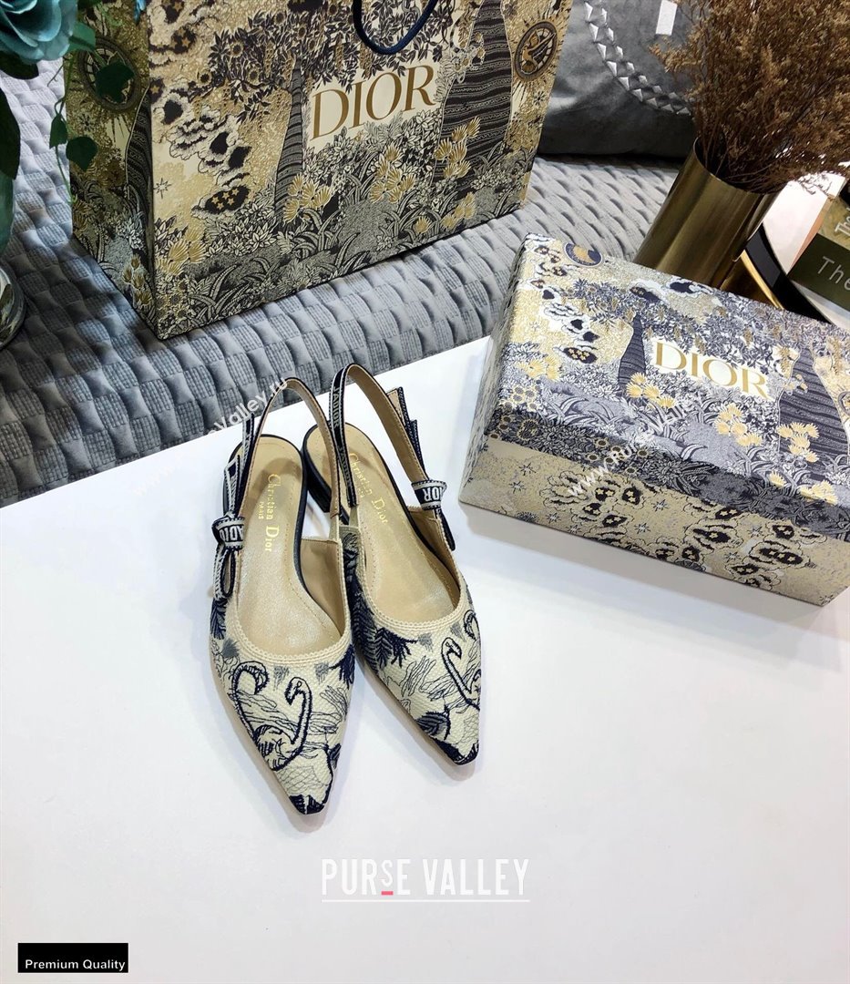 Dior JAdior Slingback Ballet Flats Flamingo Embroidered 2021 (jincheng-21022518)