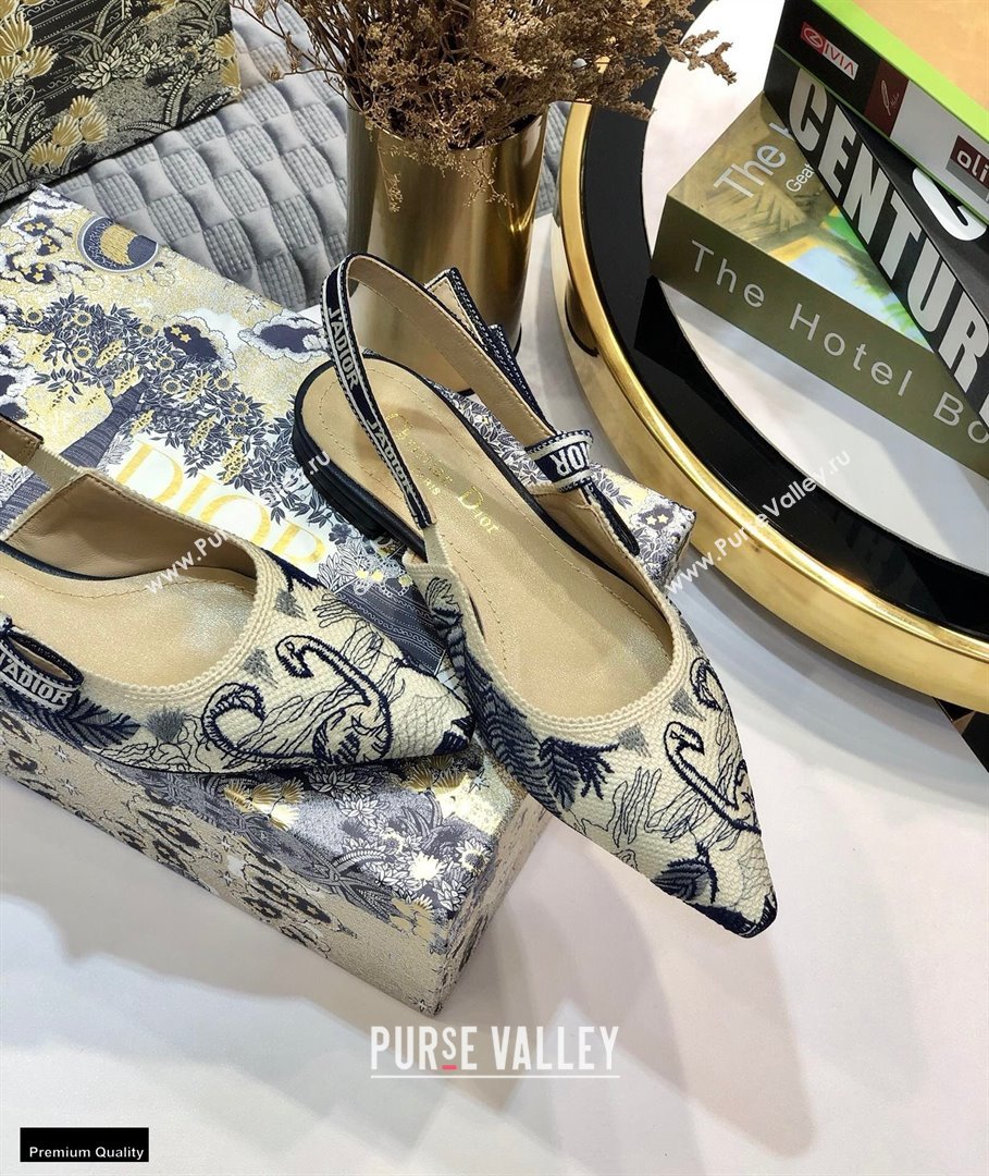 Dior JAdior Slingback Ballet Flats Flamingo Embroidered 2021 (jincheng-21022518)