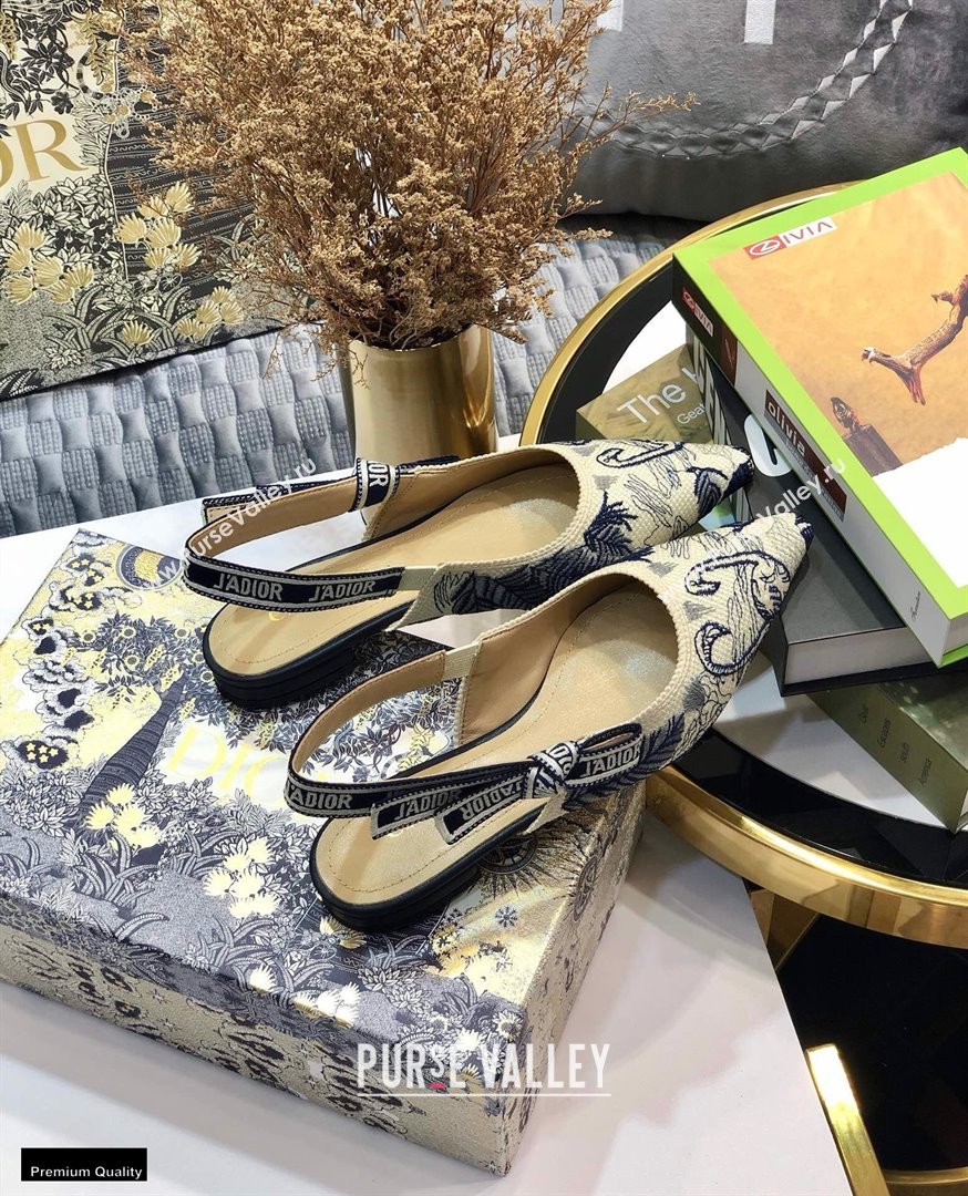 Dior JAdior Slingback Ballet Flats Flamingo Embroidered 2021 (jincheng-21022518)