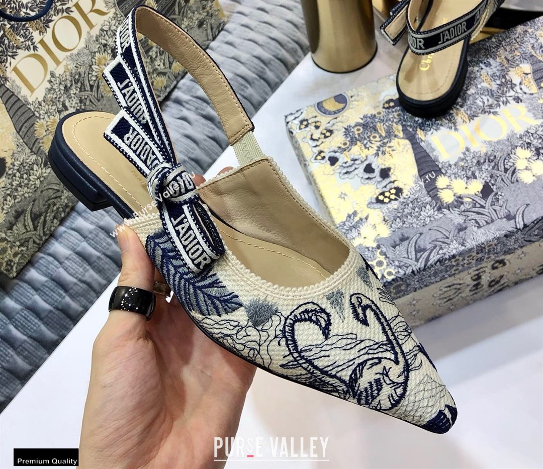 Dior JAdior Slingback Ballet Flats Flamingo Embroidered 2021 (jincheng-21022518)