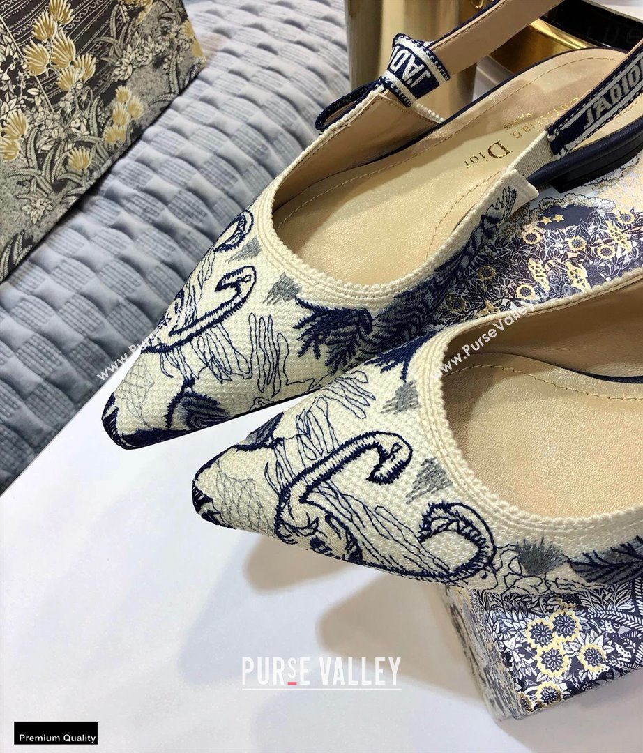 Dior JAdior Slingback Ballet Flats Flamingo Embroidered 2021 (jincheng-21022518)