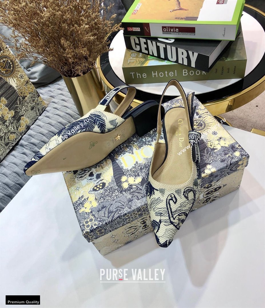 Dior JAdior Slingback Ballet Flats Flamingo Embroidered 2021 (jincheng-21022518)