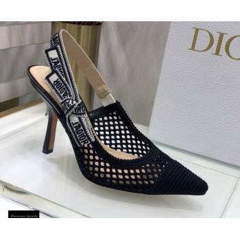 Dior Heel 9.5cm JAdior Slingback Pumps Mesh Embroidery Black 2021 (jincheng-21022558)