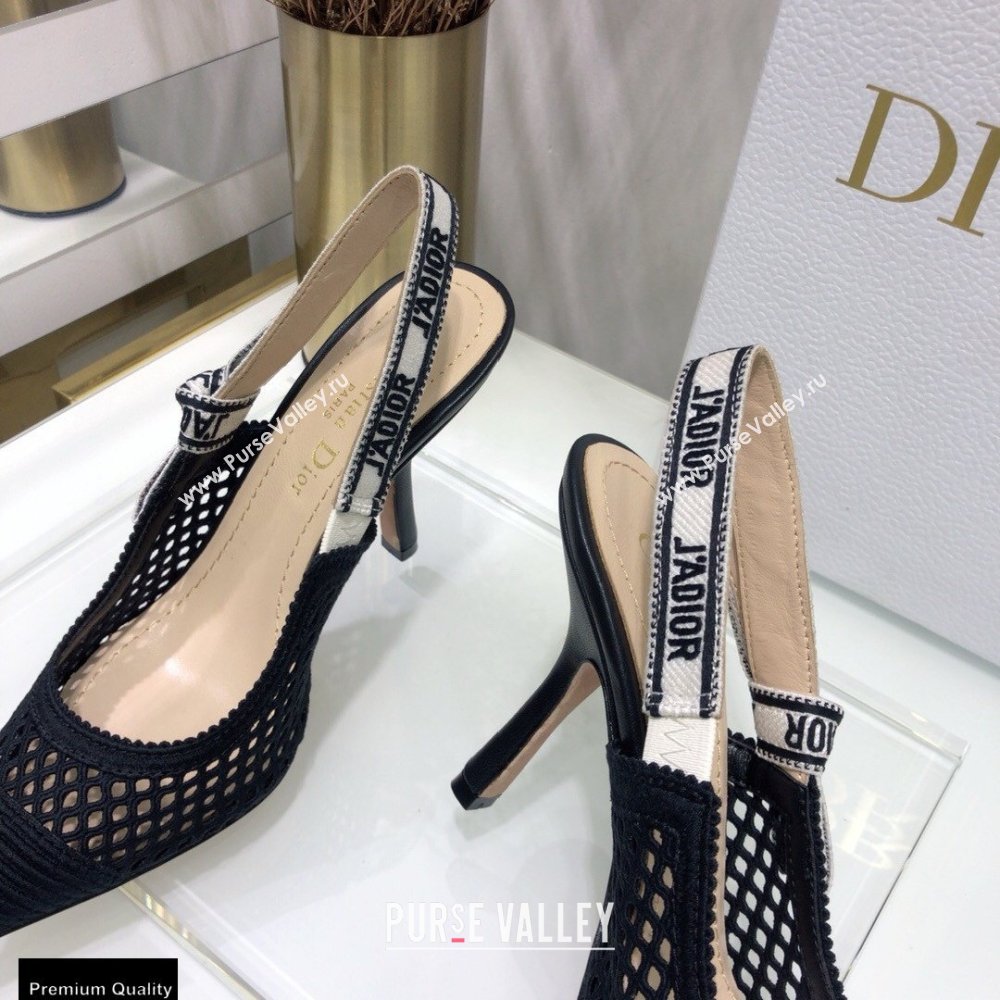 Dior Heel 9.5cm JAdior Slingback Pumps Mesh Embroidery Black 2021 (jincheng-21022558)
